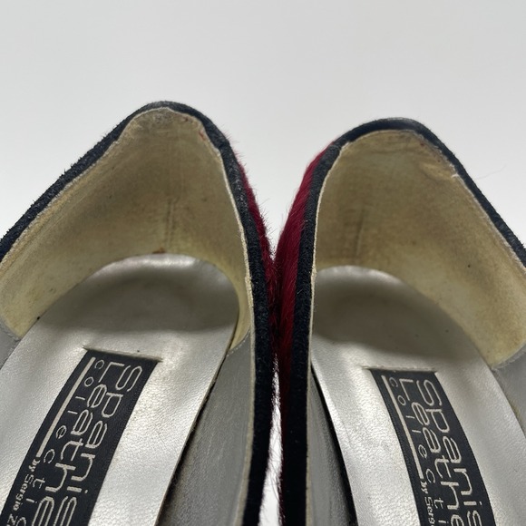 Vintage Sergio Zelcer Spanish Leather Womens 8 Heels Red Leather Cow Hide Shoes - Picture 12 of 13